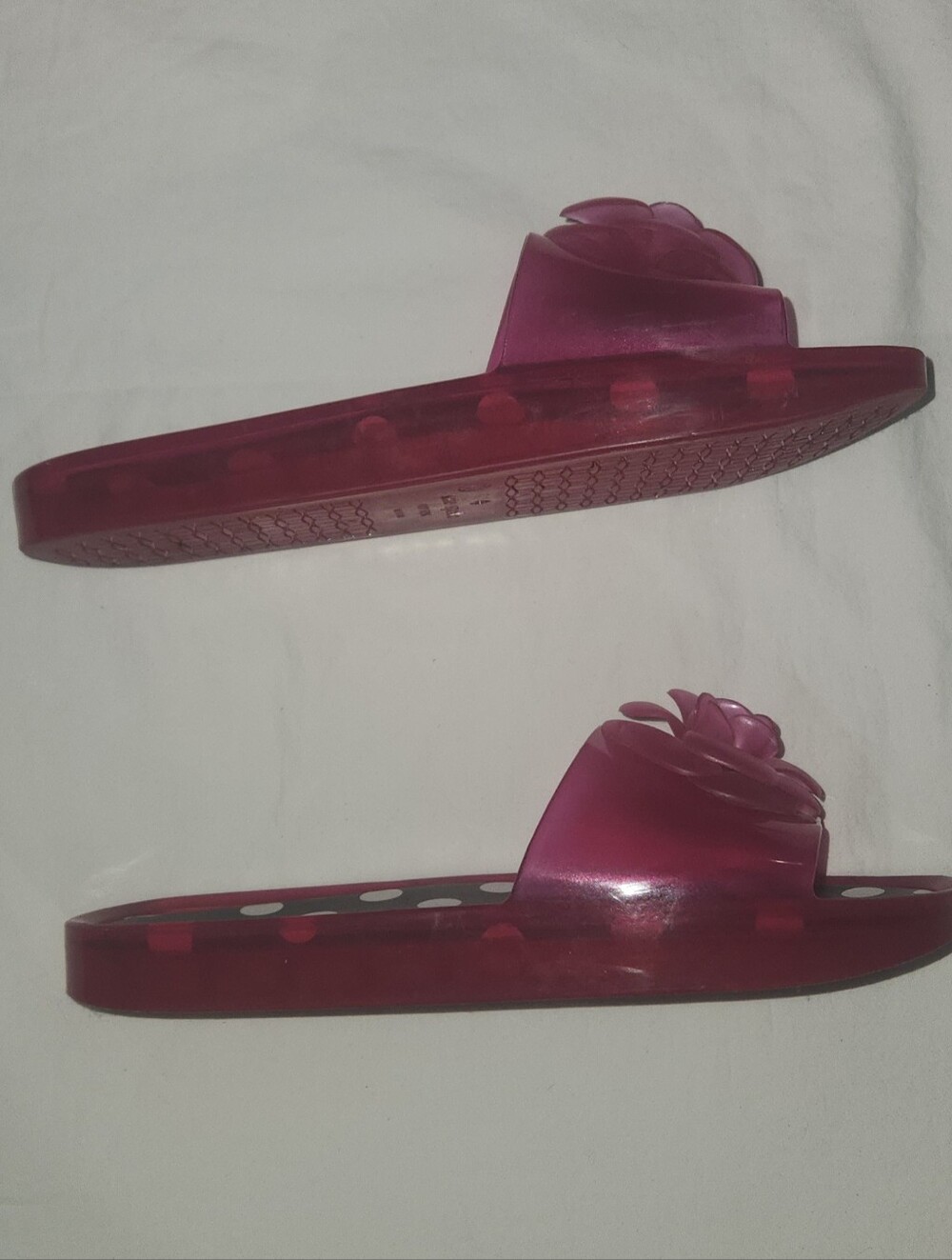 Kate Spade New York Splash Dark Pink Glitter Jelly Slide Sandals Size 9